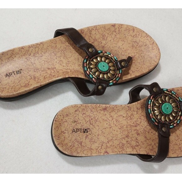 APT.9 Women's brown Thong Toe Summer  Sandals Flip Flops SIZE 6 pre-owned - Picture 4 of 7
